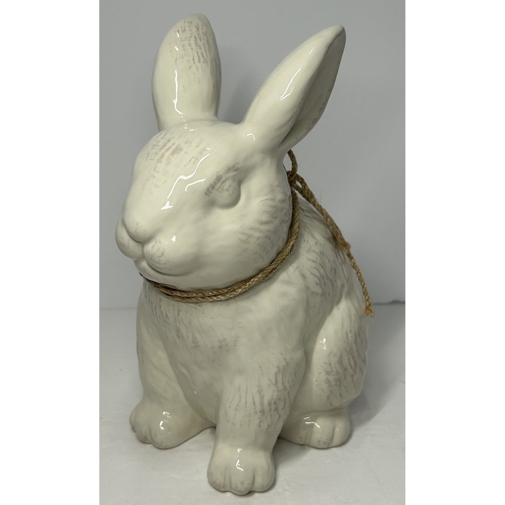Rabbit‎ Figurine Ceramic White 8.5" Tall Excellent Condition Easter Spring Decor